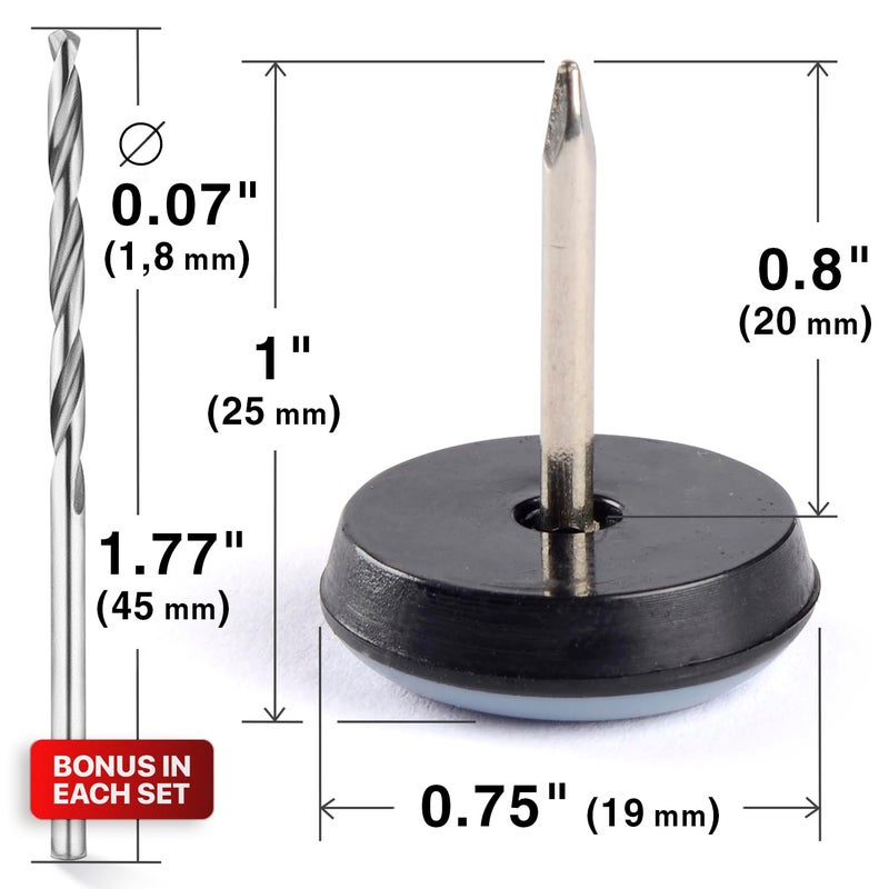 X-Protector Chair Glides X-PROTECTOR â€“ 0.75" Furniture Glides 40 pcs â€“ Grey Nail-on Chair Sliders â€“ Premium Chair Leg Floor Protectors â€“ Slide Effortlessly with Leg Pads That Protect Your Floor! - Image 3